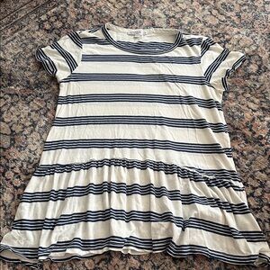 Stateside Anthropologie Navy and White Striped Shirt, M